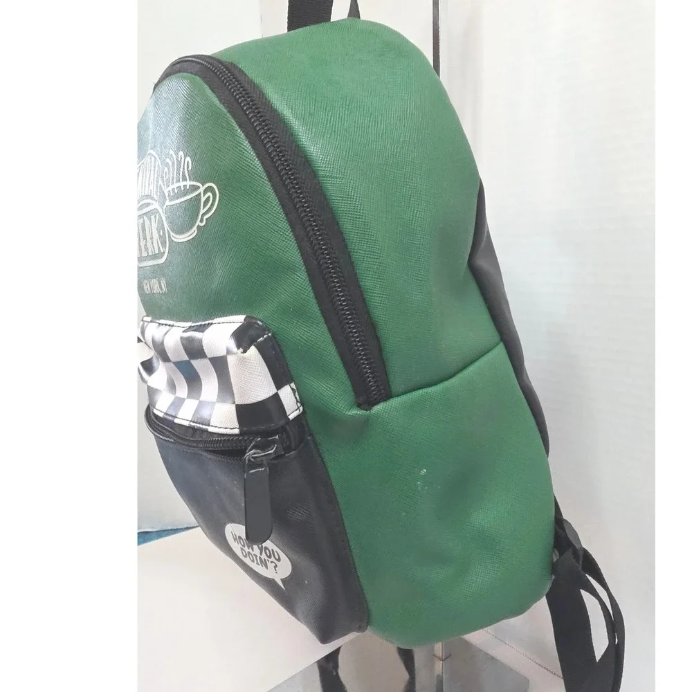 Friends Central Perk Mini Backpack Green Black Checkerboard 10x10x4 How You Doin